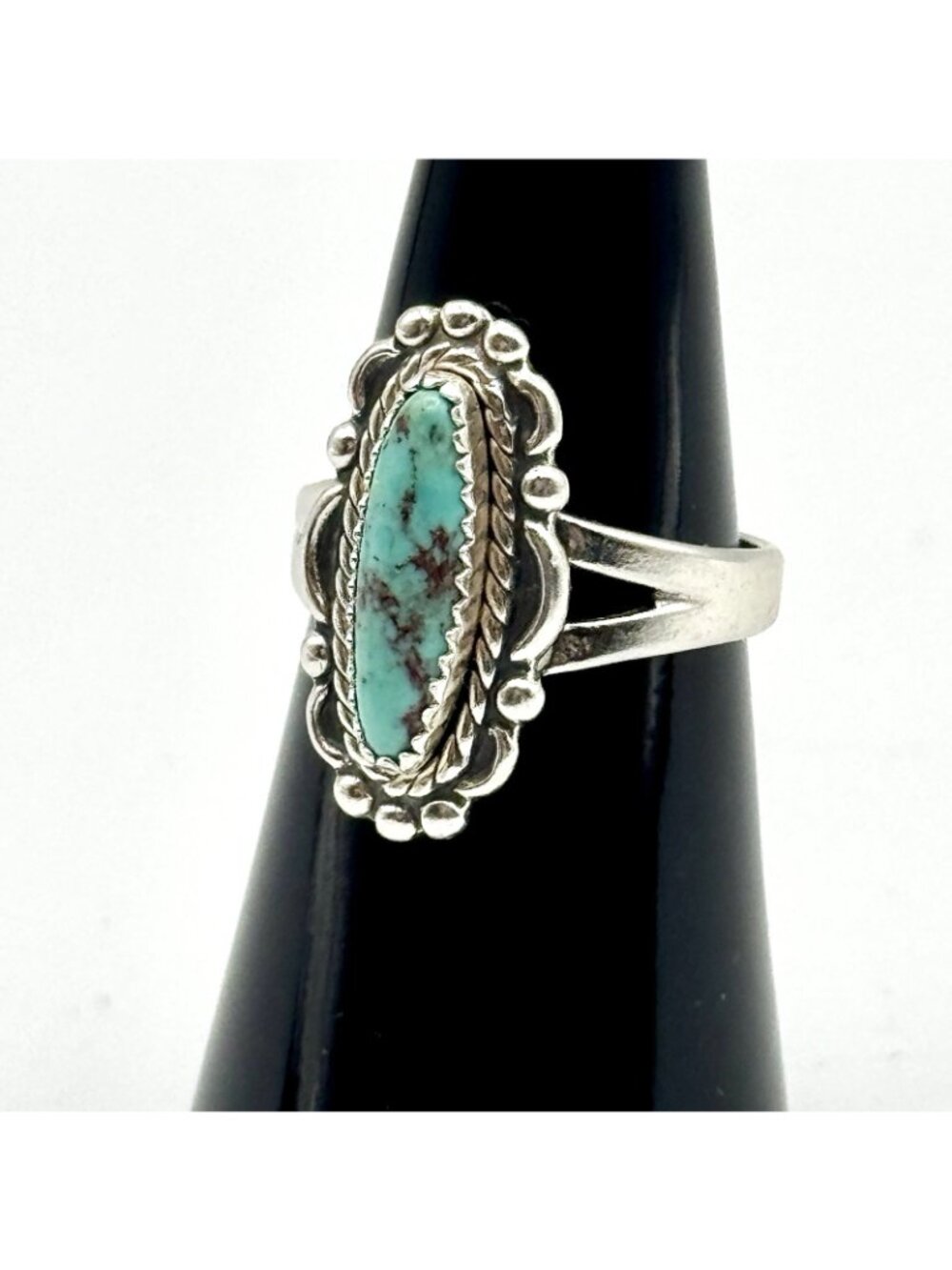 Vintage Sterling Silver Turquoise Size 6.5 Bell Trading Post Native American - Picture 9 of 16